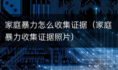 家庭暴力怎么收集证据（家庭暴力收集证据照片）