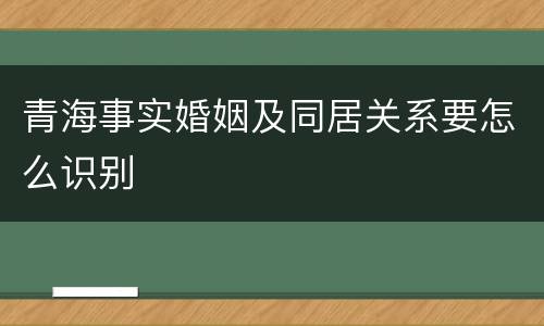 青海事实婚姻及同居关系要怎么识别