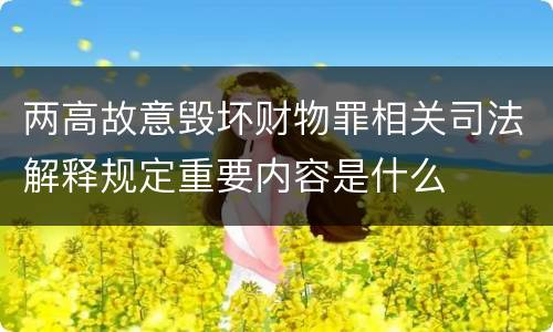 两高故意毁坏财物罪相关司法解释规定重要内容是什么
