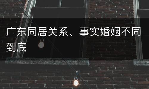 广东同居关系、事实婚姻不同到底