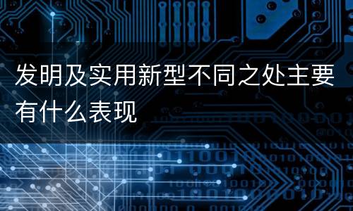 发明及实用新型不同之处主要有什么表现