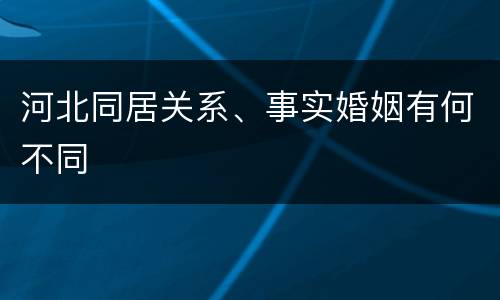 河北同居关系、事实婚姻有何不同