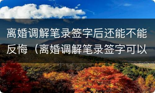 离婚调解笔录签字后还能不能反悔（离婚调解笔录签字可以反悔吗）