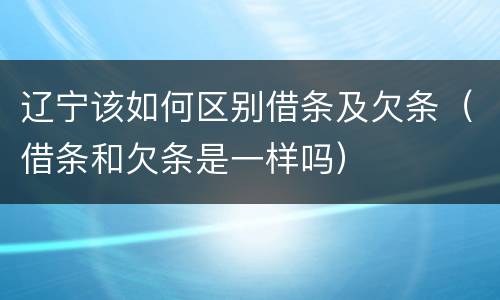 辽宁该如何区别借条及欠条（借条和欠条是一样吗）