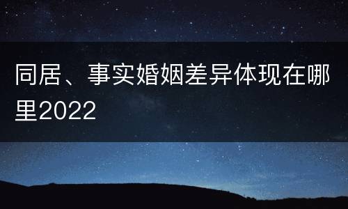 同居、事实婚姻差异体现在哪里2022