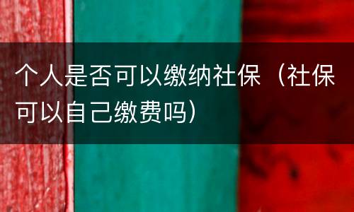 个人是否可以缴纳社保（社保可以自己缴费吗）
