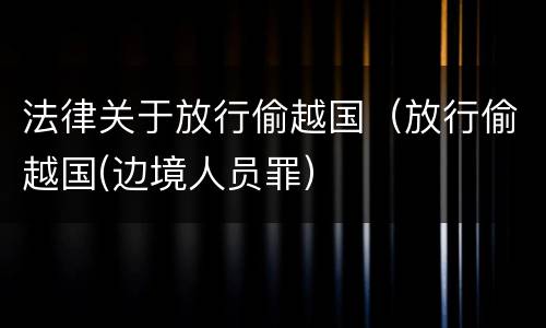 法律关于放行偷越国（放行偷越国(边境人员罪）