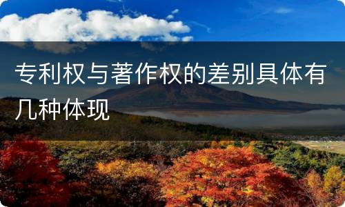 专利权与著作权的差别具体有几种体现