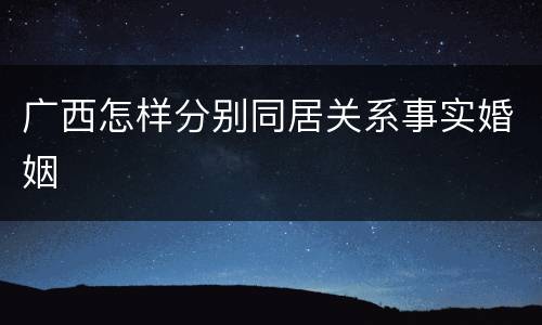 广西怎样分别同居关系事实婚姻