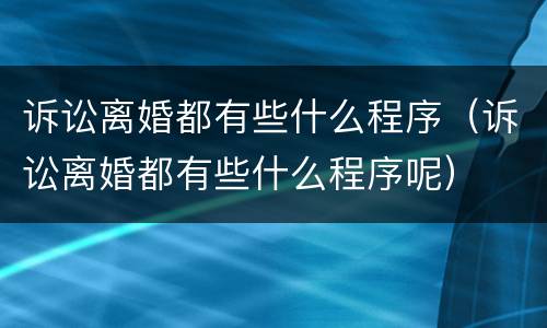 诉讼离婚都有些什么程序（诉讼离婚都有些什么程序呢）