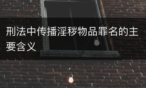 刑法中传播淫秽物品罪名的主要含义