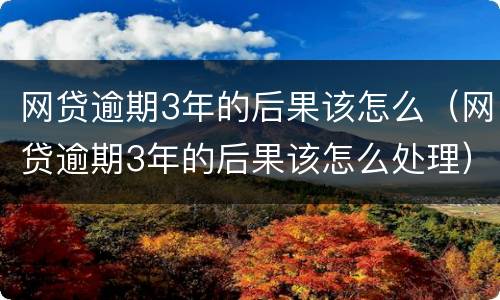 网贷逾期3年的后果该怎么（网贷逾期3年的后果该怎么处理）