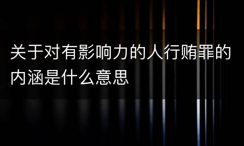 关于对有影响力的人行贿罪的内涵是什么意思