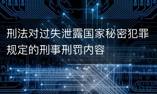 刑法对过失泄露国家秘密犯罪规定的刑事刑罚内容