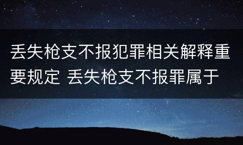 丢失枪支不报犯罪相关解释重要规定 丢失枪支不报罪属于