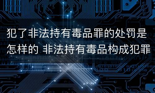犯了非法持有毒品罪的处罚是怎样的 非法持有毒品构成犯罪吗