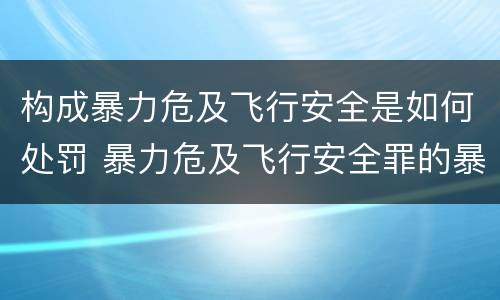 构成暴力危及飞行安全是如何处罚 暴力危及飞行安全罪的暴力行为的对象是