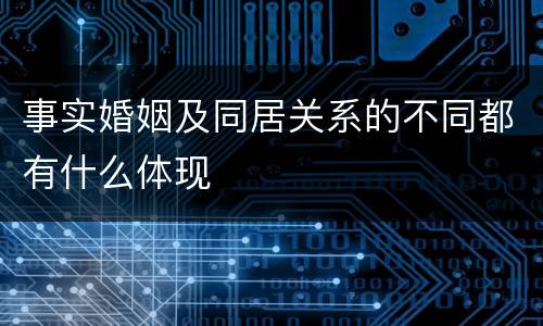 事实婚姻及同居关系的不同都有什么体现