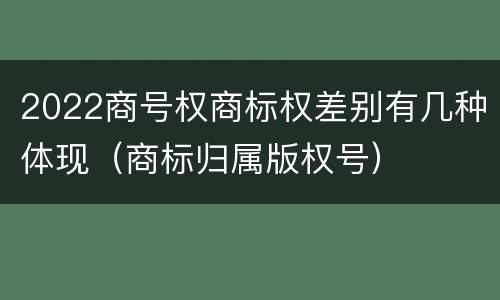 2022商号权商标权差别有几种体现（商标归属版权号）