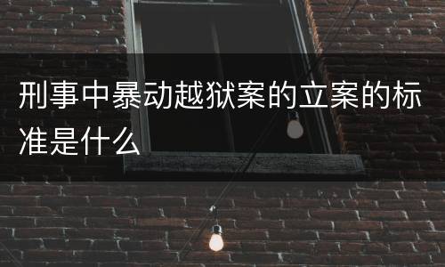 刑事中暴动越狱案的立案的标准是什么