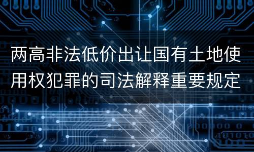两高非法低价出让国有土地使用权犯罪的司法解释重要规定都有哪些