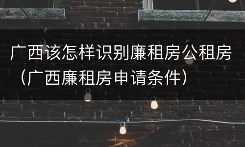 广西该怎样识别廉租房公租房（广西廉租房申请条件）