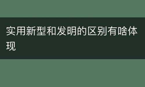实用新型和发明的区别有啥体现