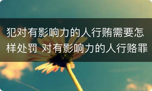犯对有影响力的人行贿需要怎样处罚 对有影响力的人行赂罪数额