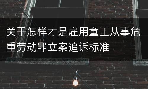 关于怎样才是雇用童工从事危重劳动罪立案追诉标准