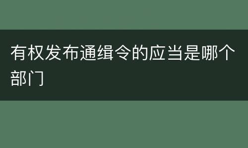有权发布通缉令的应当是哪个部门