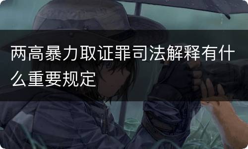 两高暴力取证罪司法解释有什么重要规定