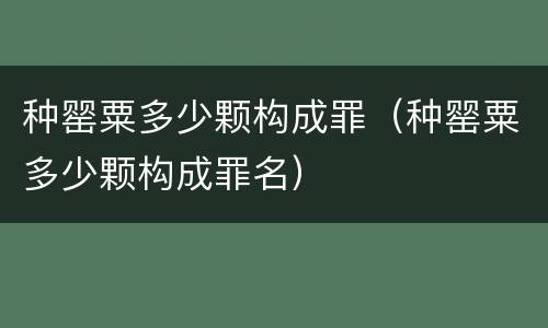 种罂粟多少颗构成罪（种罂粟多少颗构成罪名）