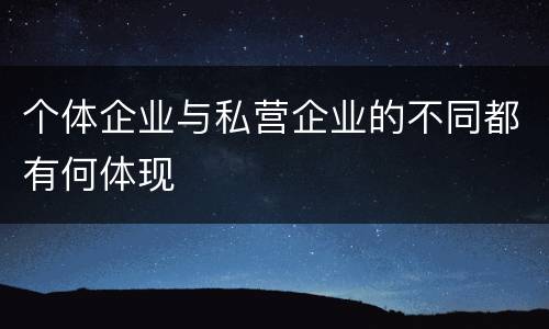 个体企业与私营企业的不同都有何体现