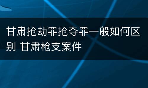 甘肃抢劫罪抢夺罪一般如何区别 甘肃枪支案件