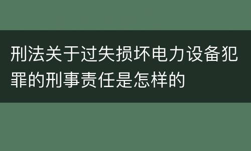 刑法关于过失损坏电力设备犯罪的刑事责任是怎样的
