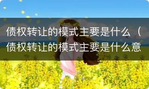 债权转让的模式主要是什么（债权转让的模式主要是什么意思）