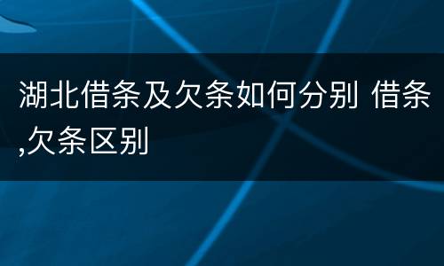 湖北借条及欠条如何分别 借条,欠条区别