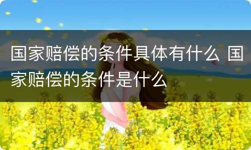 国家赔偿的条件具体有什么 国家赔偿的条件是什么