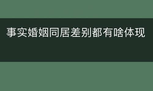 事实婚姻同居差别都有啥体现