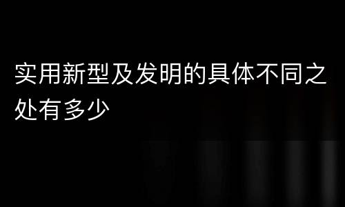 实用新型及发明的具体不同之处有多少