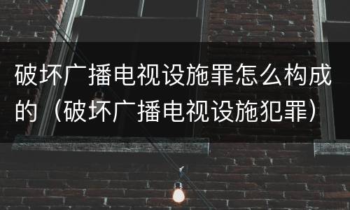 破坏广播电视设施罪怎么构成的（破坏广播电视设施犯罪）