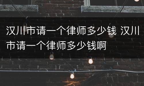 汉川市请一个律师多少钱 汉川市请一个律师多少钱啊