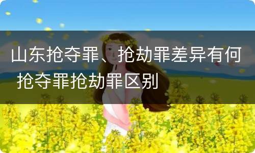 山东抢夺罪、抢劫罪差异有何 抢夺罪抢劫罪区别
