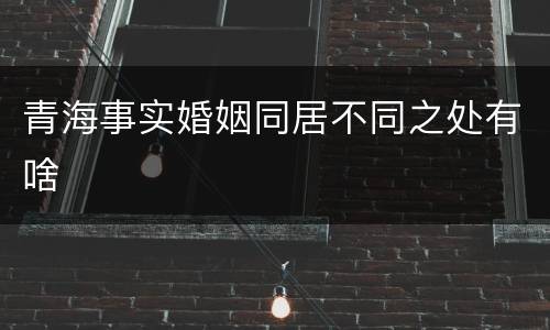 青海事实婚姻同居不同之处有啥