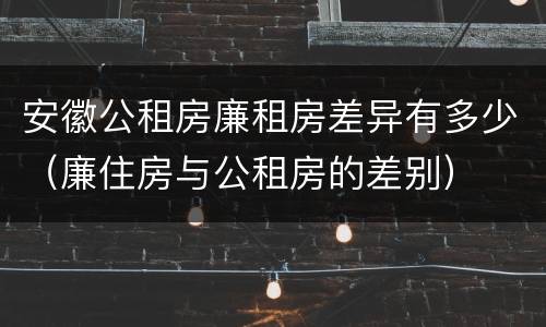 安徽公租房廉租房差异有多少（廉住房与公租房的差别）