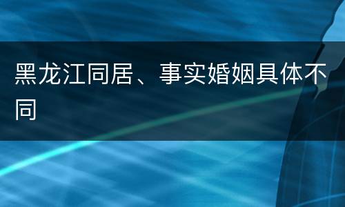 黑龙江同居、事实婚姻具体不同