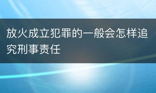 放火成立犯罪的一般会怎样追究刑事责任