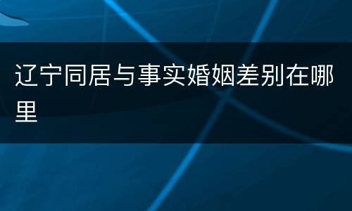 辽宁同居与事实婚姻差别在哪里