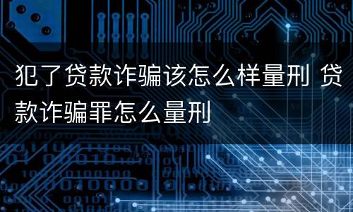 犯了贷款诈骗该怎么样量刑 贷款诈骗罪怎么量刑