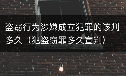 盗窃行为涉嫌成立犯罪的该判多久（犯盗窃罪多久宣判）